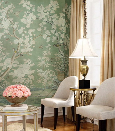 hand painted wallpaper :: chinoiserie wallpaper :: silk wallpaper ...