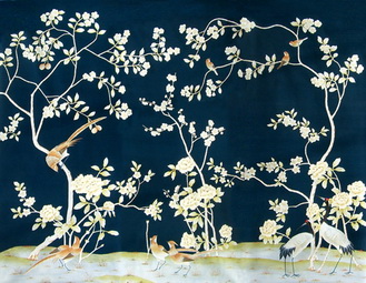 hand painted wallpaper :: chinoiserie wallpaper :: silk wallpaper :: chinese  wallpaper :: hand painted silk wallpaper :: hand painted chinese wallpaper  :: bespoke wallpaper and custom service